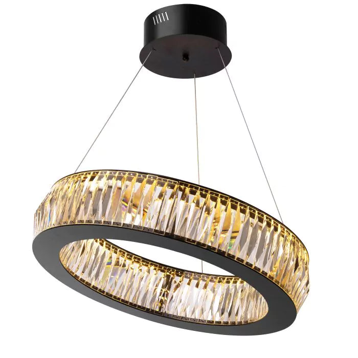 Vancouver S Modern Chandelier (Black Finish & Glass) 