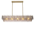 Verbier Rectangle Modern Brass Chandelier - (Light Brushed Brass Finish/Smoke Glass)