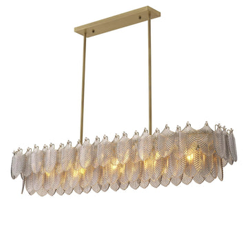 Verbier Rectangle Modern Brass Chandelier - (Light Brushed Brass Finish/Smoke Glass)