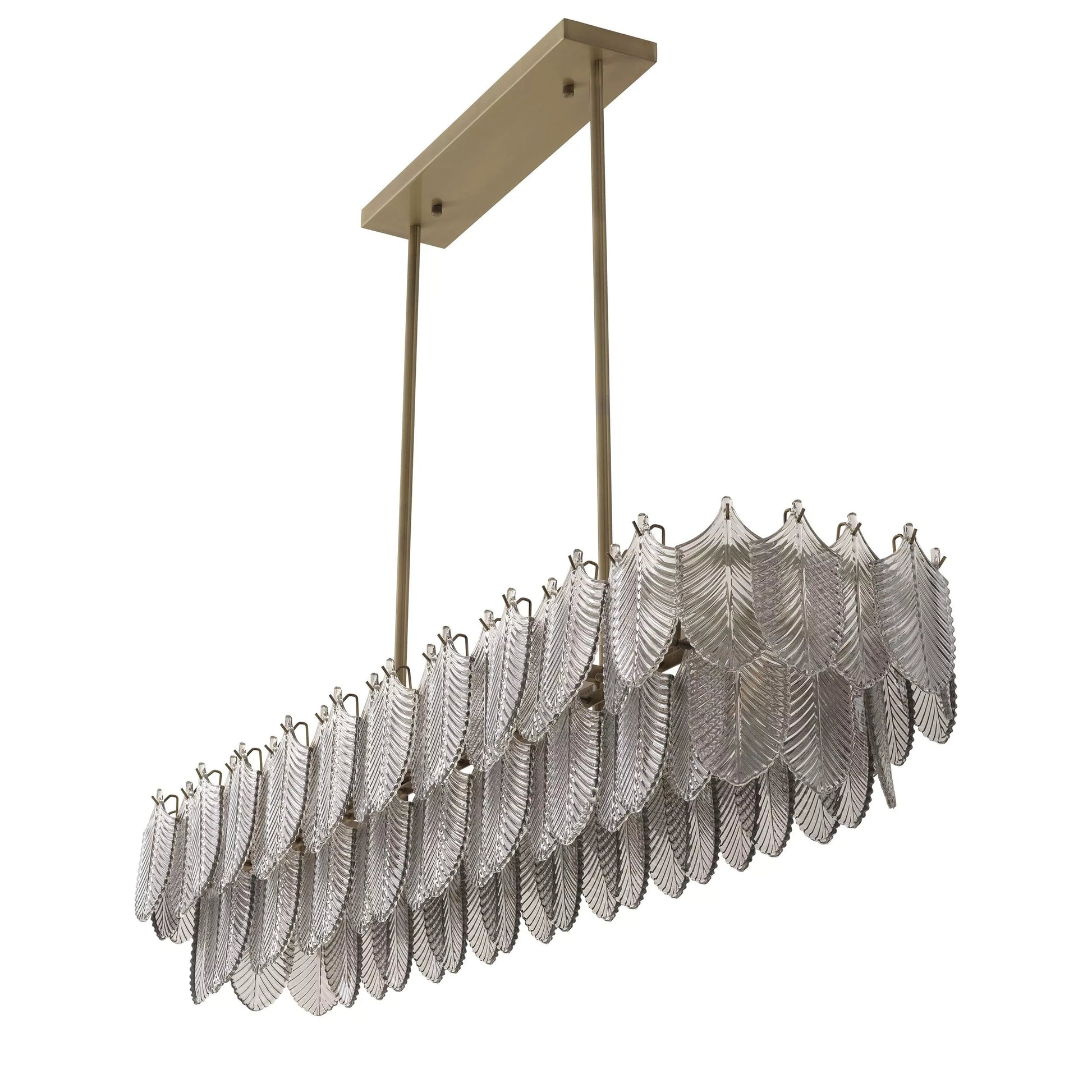 Verbier Rectangle Modern Brass Chandelier - (Light Brushed Brass Finish/Smoke Glass)