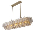 Verbier Rectangle Modern Brass Chandelier - (Light Brushed Brass Finish/Smoke Glass)