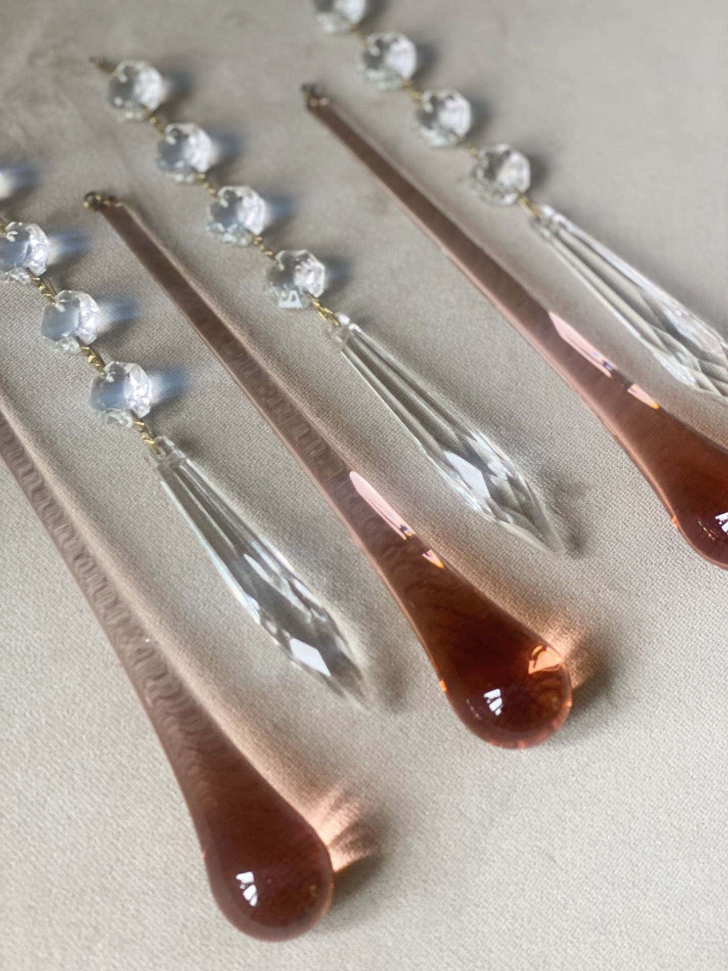 Vintage – Murano Teardrops Chandelier – 70s – Pink prisms