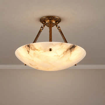 Vintage Round Alabaster Ceiling Lamp