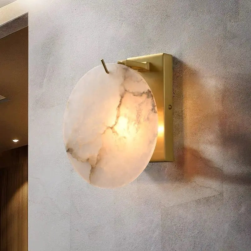 Alabaster Round Wall Sconce