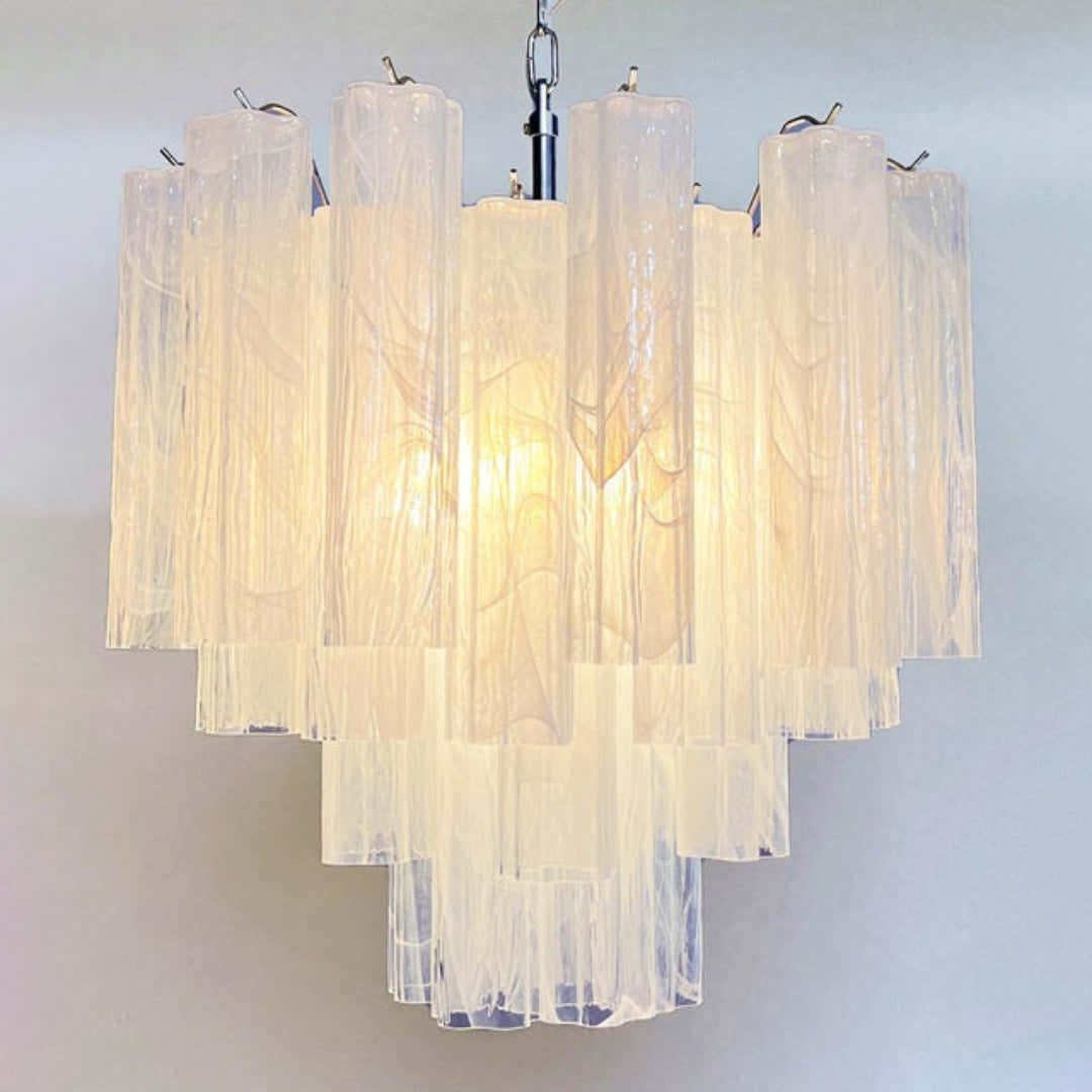 White Glass Tube Chandelier