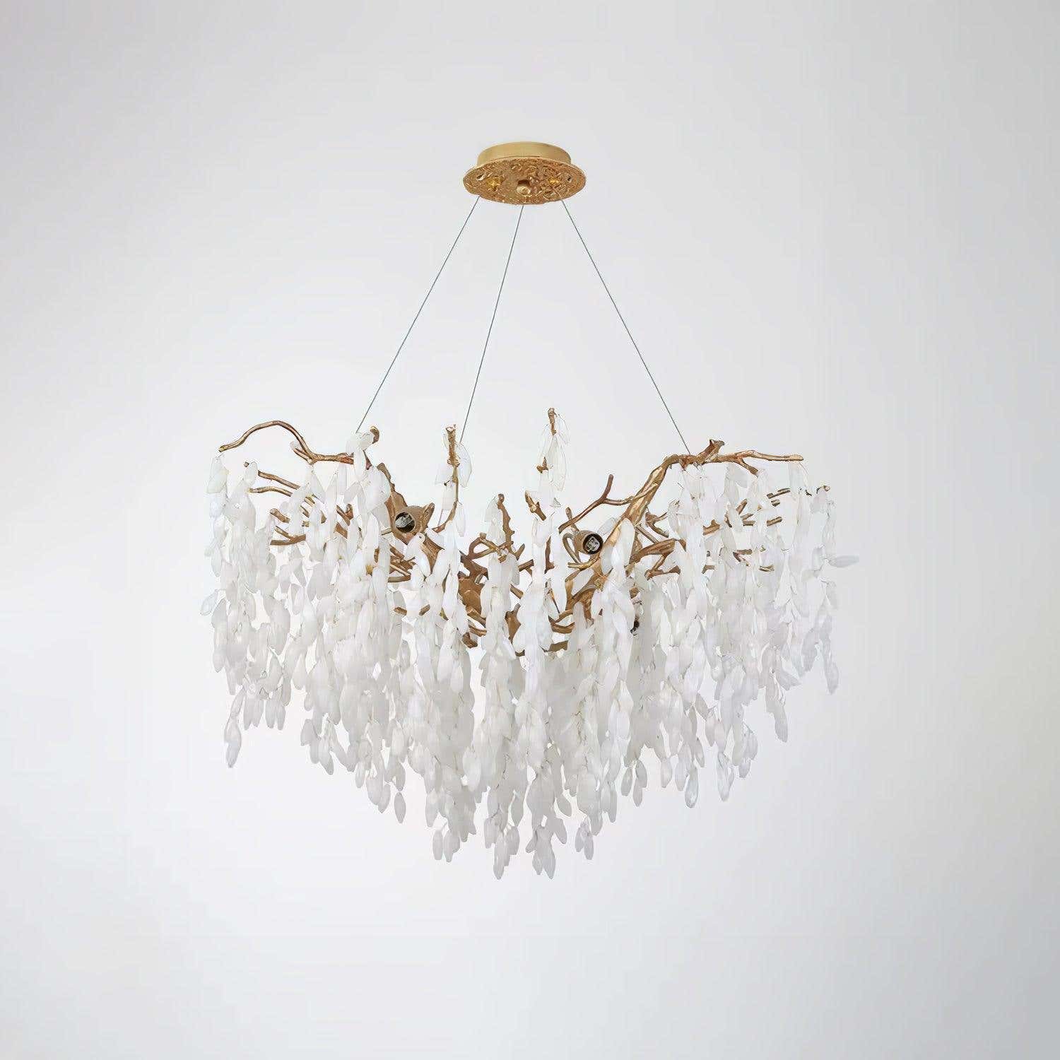 White Jade Branch Brass Chandelier