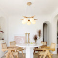 Wooden Star With Glass Chandelier