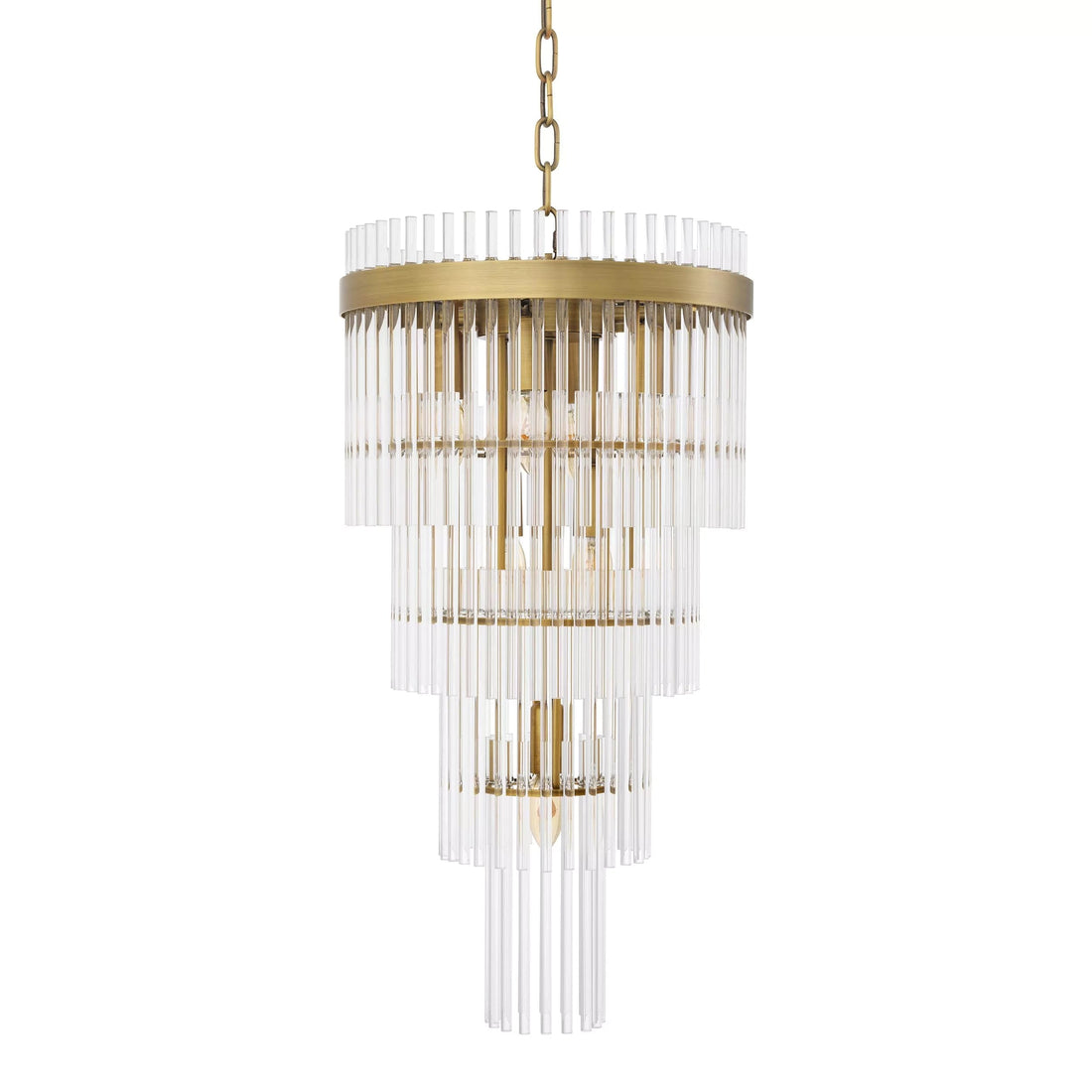 Yara S/L Modern Brass Chandelier (Antique Brass Finish/Clear Glass) 