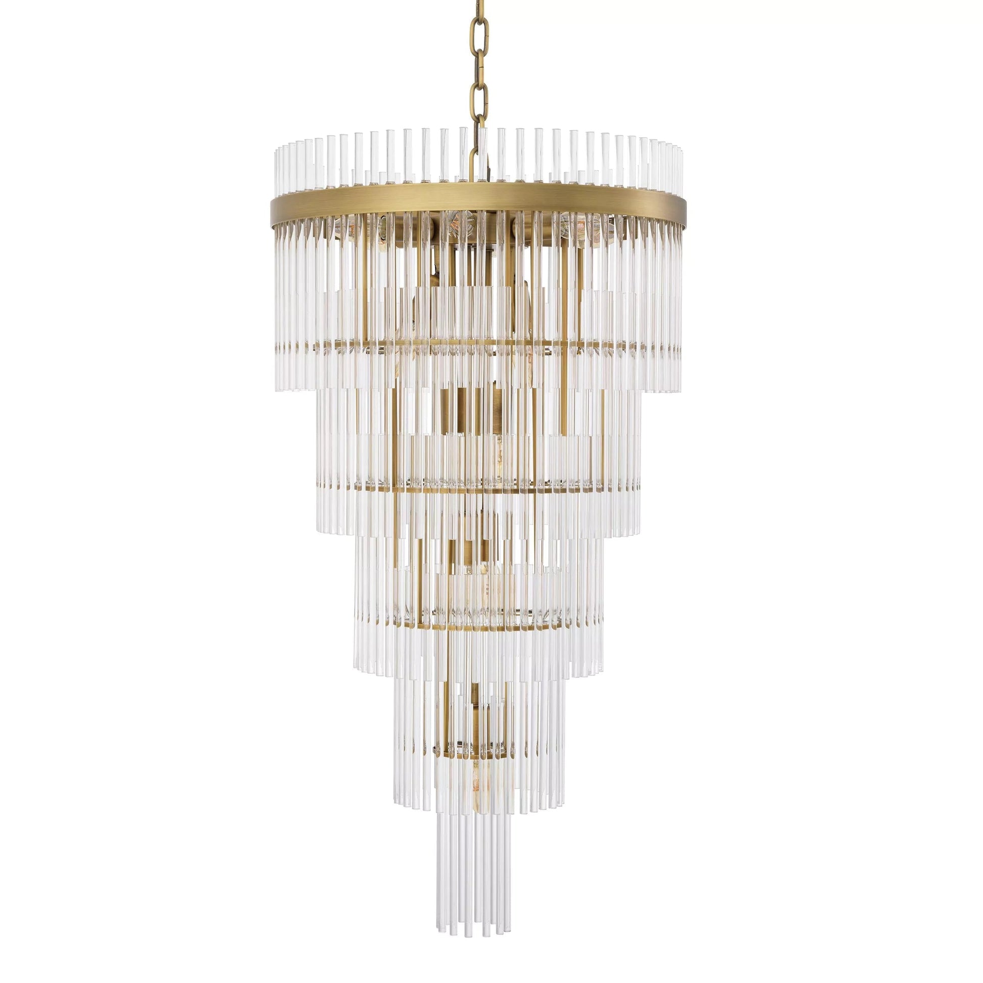 Yara S/L Modern Brass Chandelier (Antique Brass Finish/Clear Glass) 