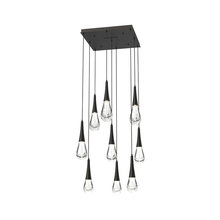 Rain 9-Light Square Chandelier Pendant For Living room Family room Dining Room Bedroom