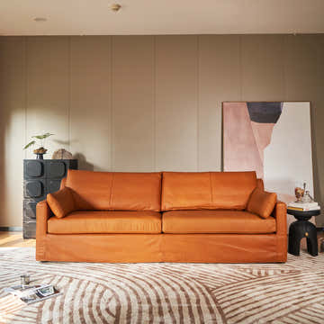 Mercury Warm Cognac Sofa 95"