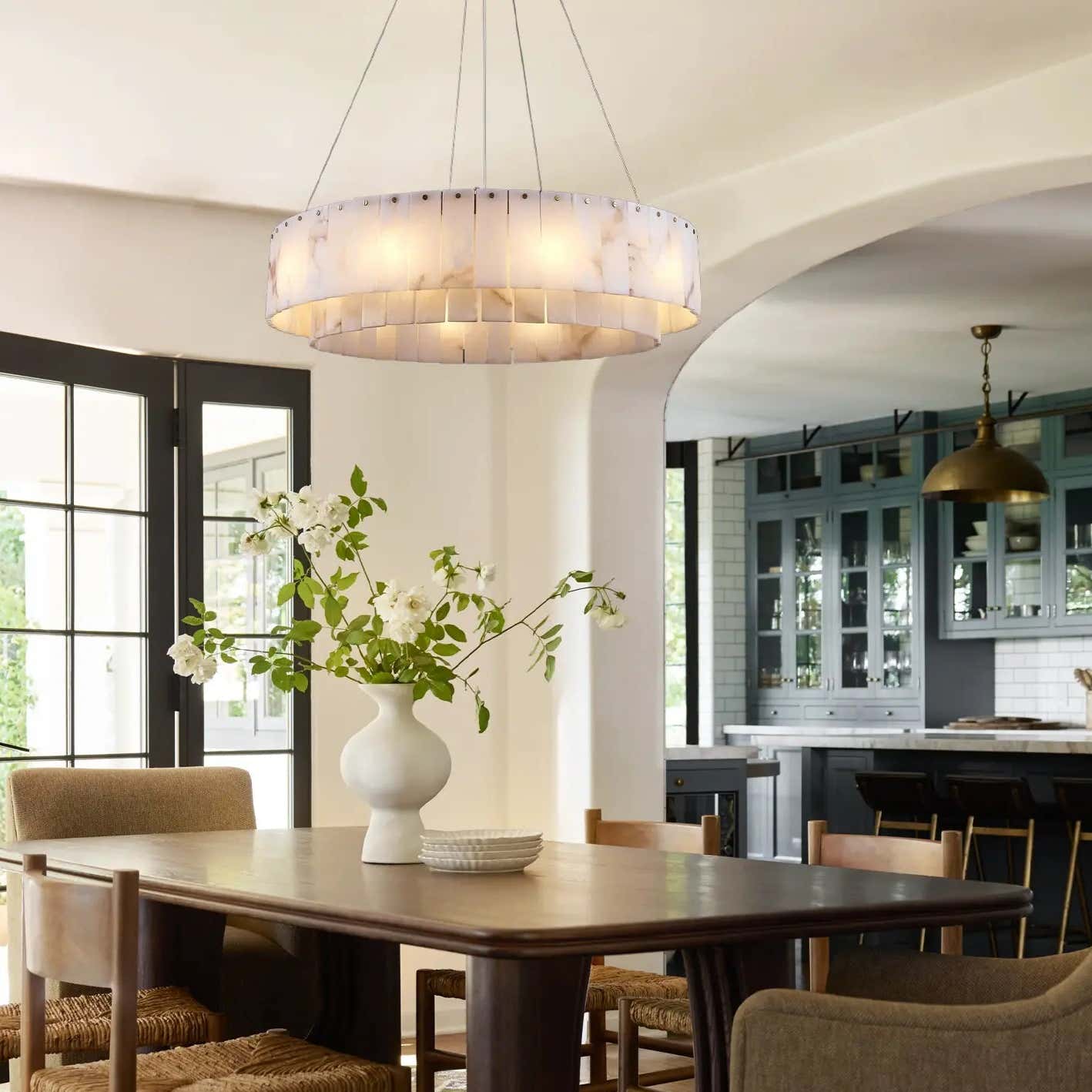 Celine Alabaster Round Chandelier 31" Fast Shipping