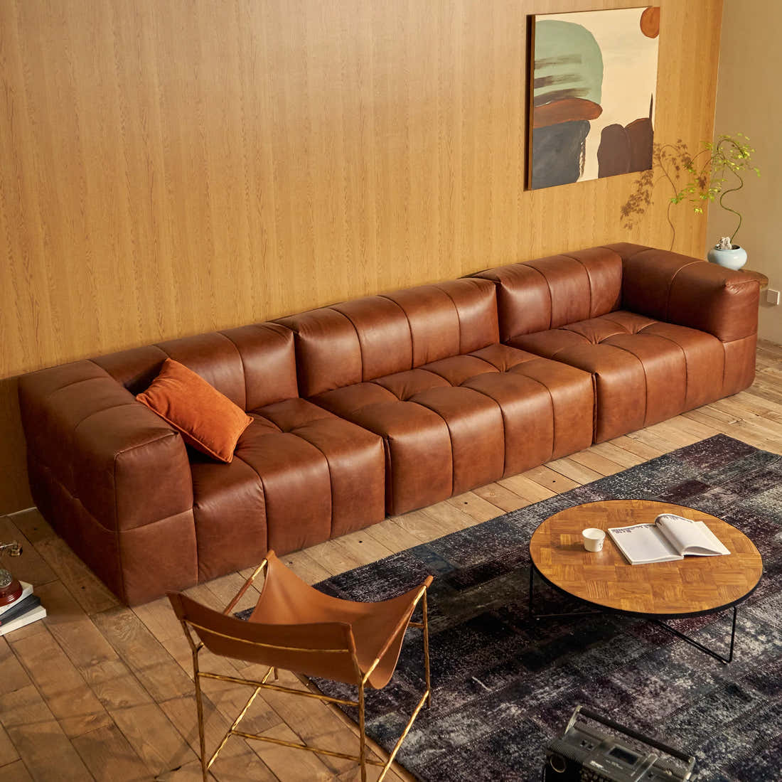Yosemite Burnished Cognac Sofa 160"W