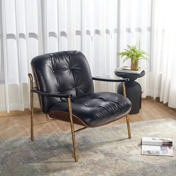 Thaddeus Black Leather Accent Chairs