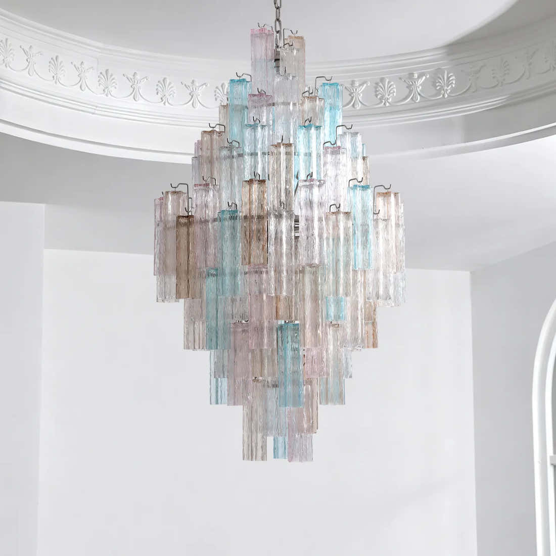 Petalia Murano Glass Diamond Chandelier 54"H - Colorful Glass