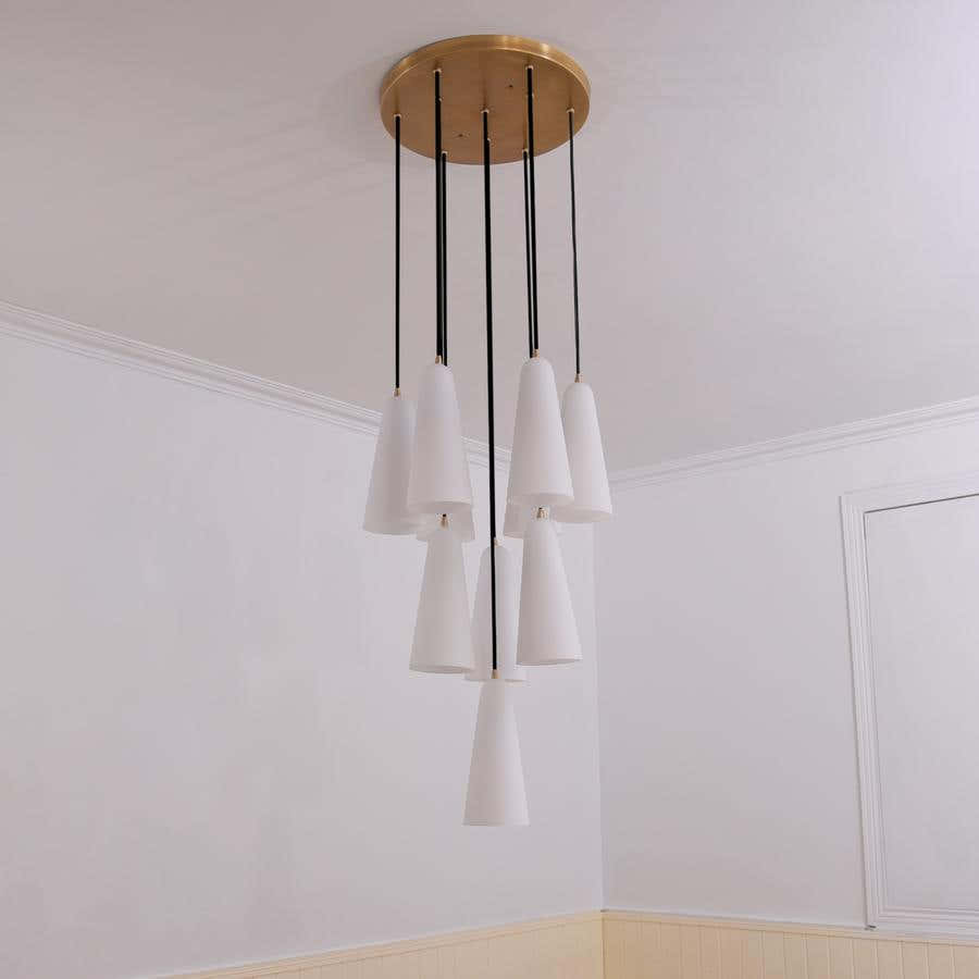 Sulis White Ceramics Round Chandelier 18"，10-lights