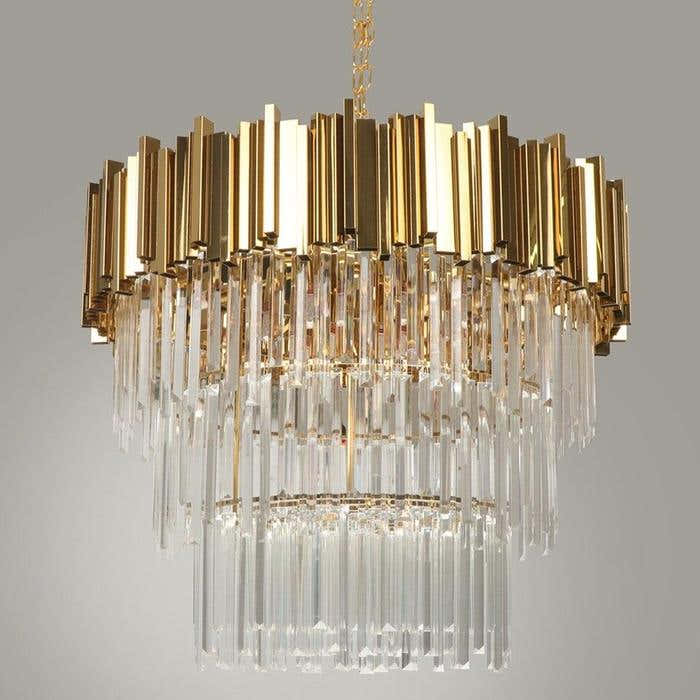 Enoch Three Tier Gold Plated Crystal Chandelier
