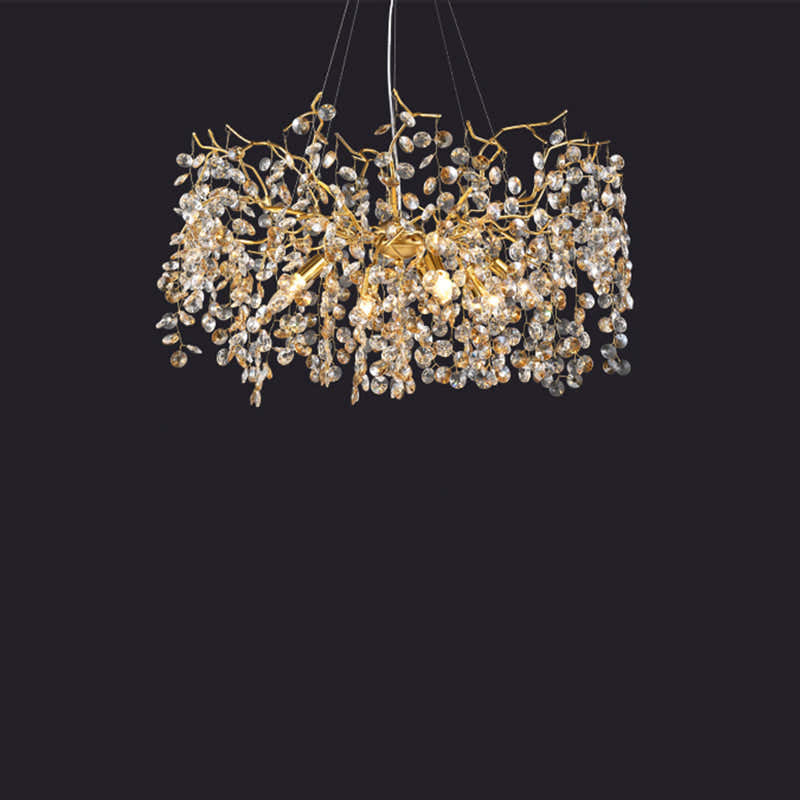 Modern Crystal Branch Chandelier for Foyer Entryway  31.5" D