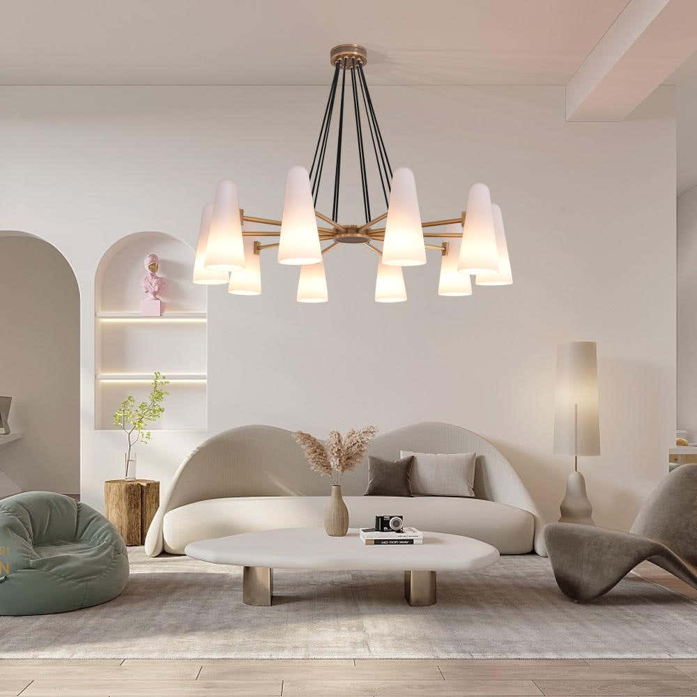Sulis White Ceramics Round Chandelier 44", 10-lights