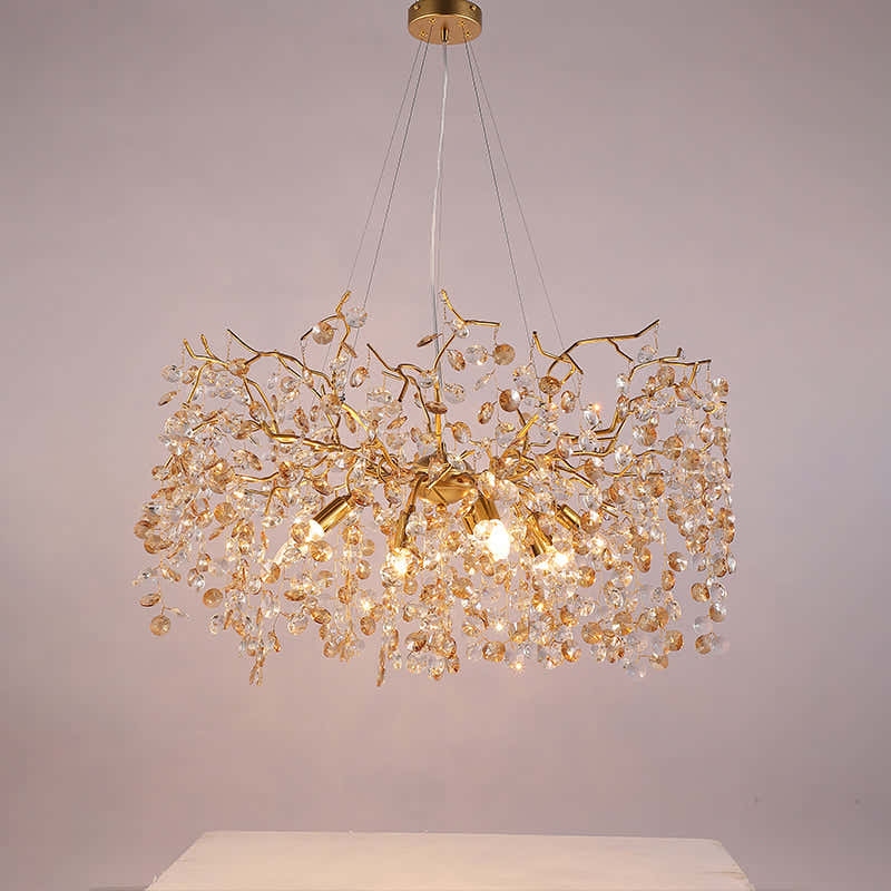 Modern Crystal Branch Chandelier for Foyer Entryway  31.5" D