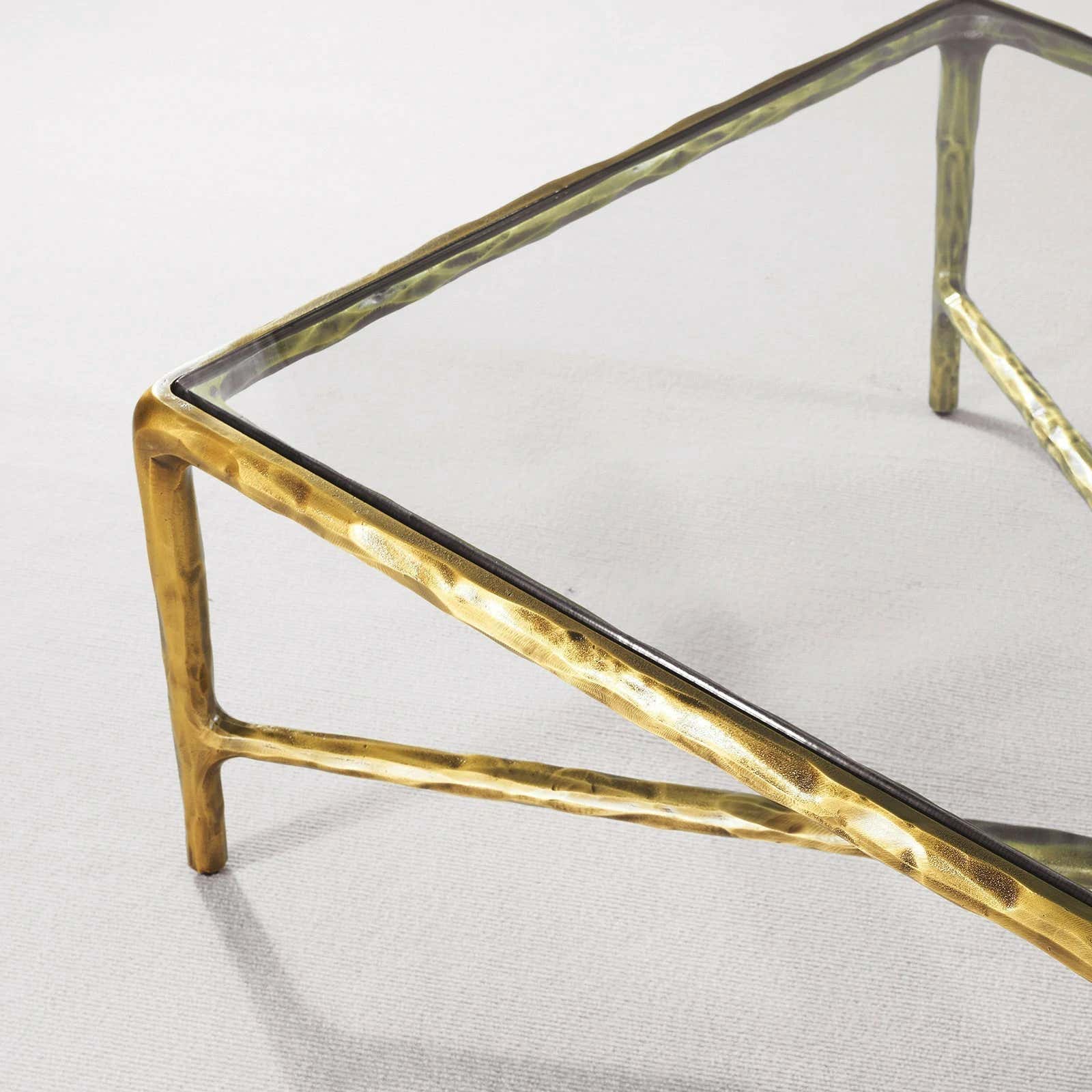 Hand-Forged Metal Rectangle Glass Coffee Table