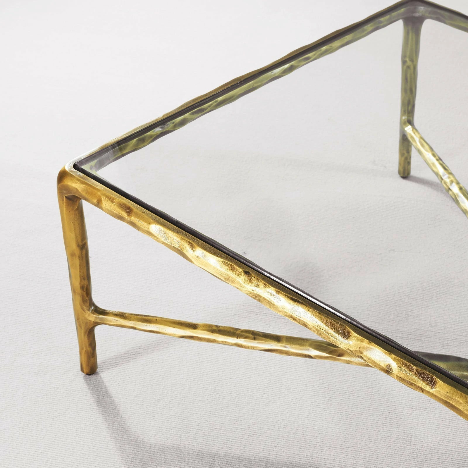 Hand-Forged Metal Rectangle Glass Coffee Table