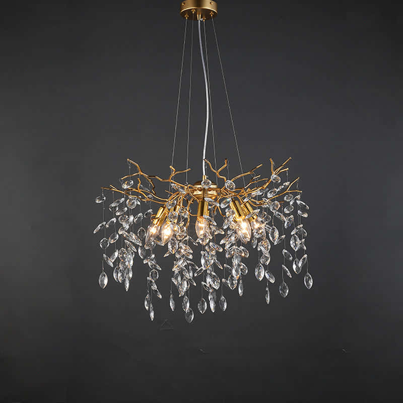 Leek Gold Crystal Branch Chandelier 24"D