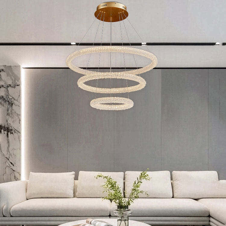Halo Modern Clear Crystal Ring Chandelier