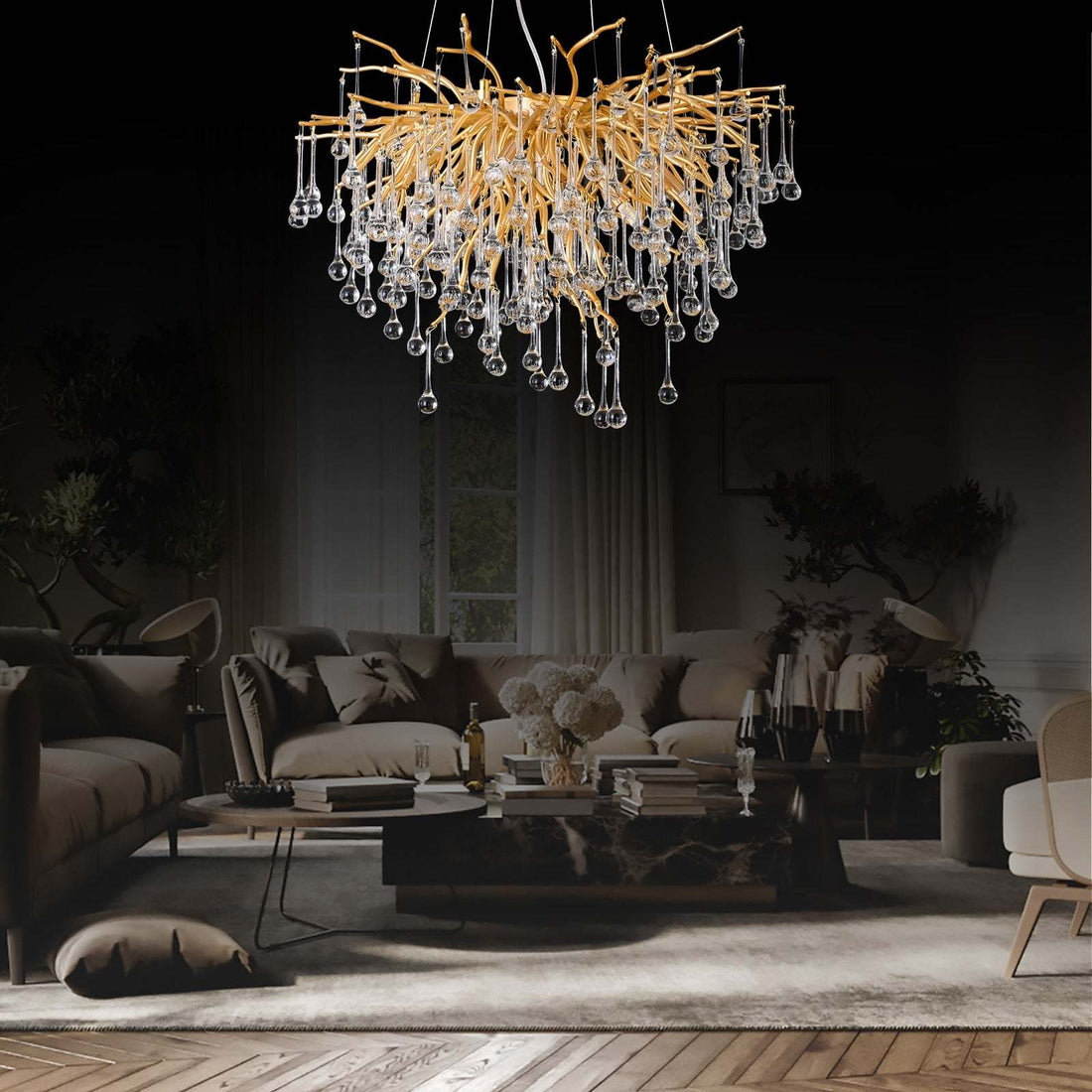 Crystal Branch Raindrop Chandelier