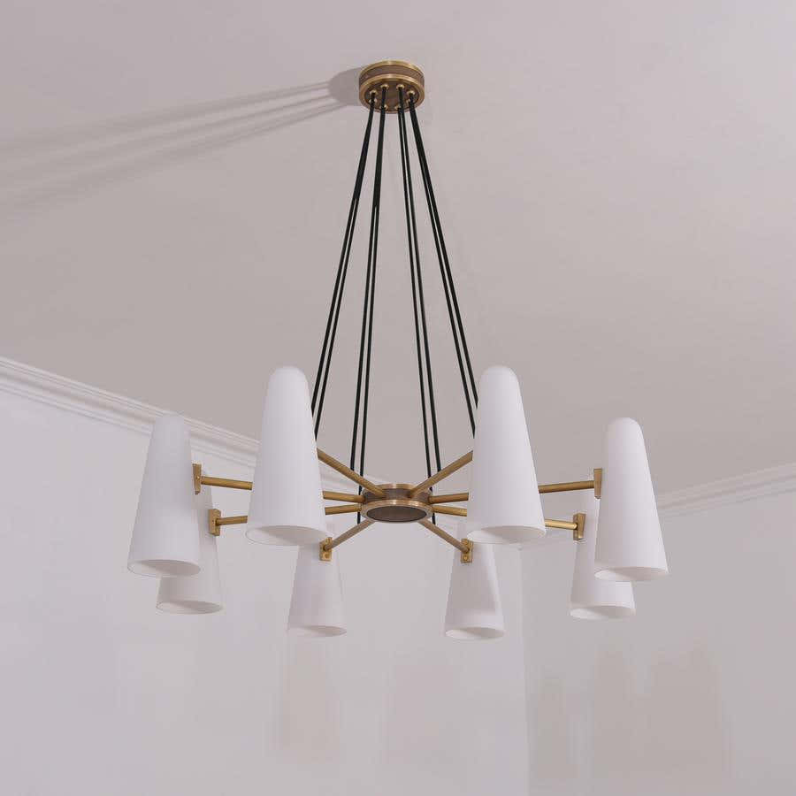 Sulis White Ceramics Round Chandelier 36", 8-lights