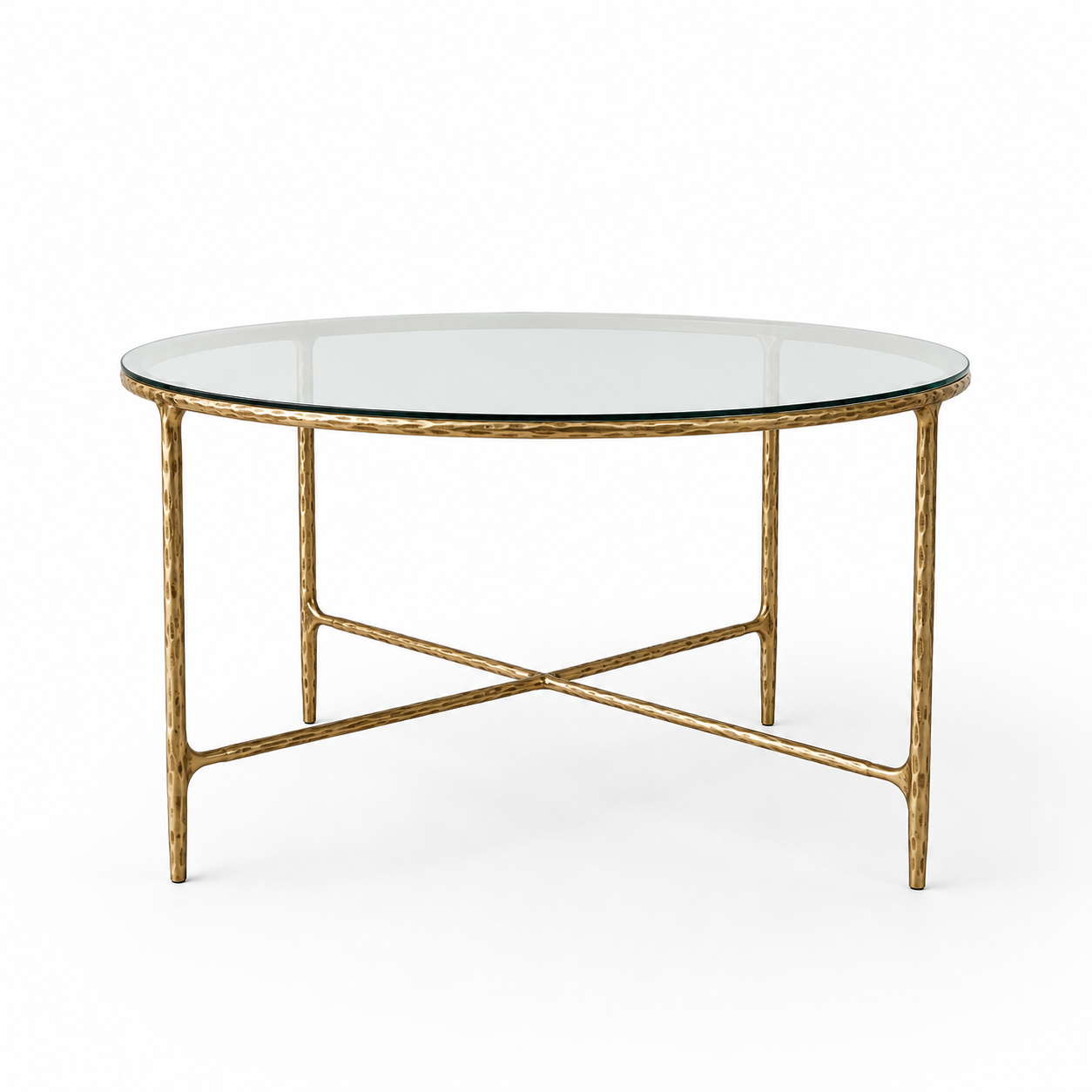 Hand-Forged Metal Glass Round Dining Table