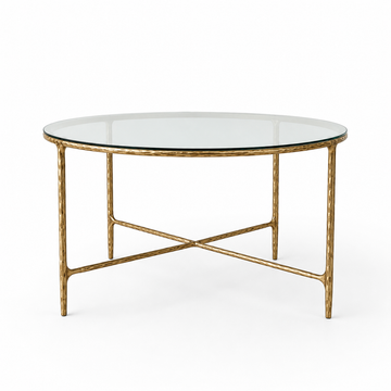 Hand-Forged Metal Glass Round Dining Table