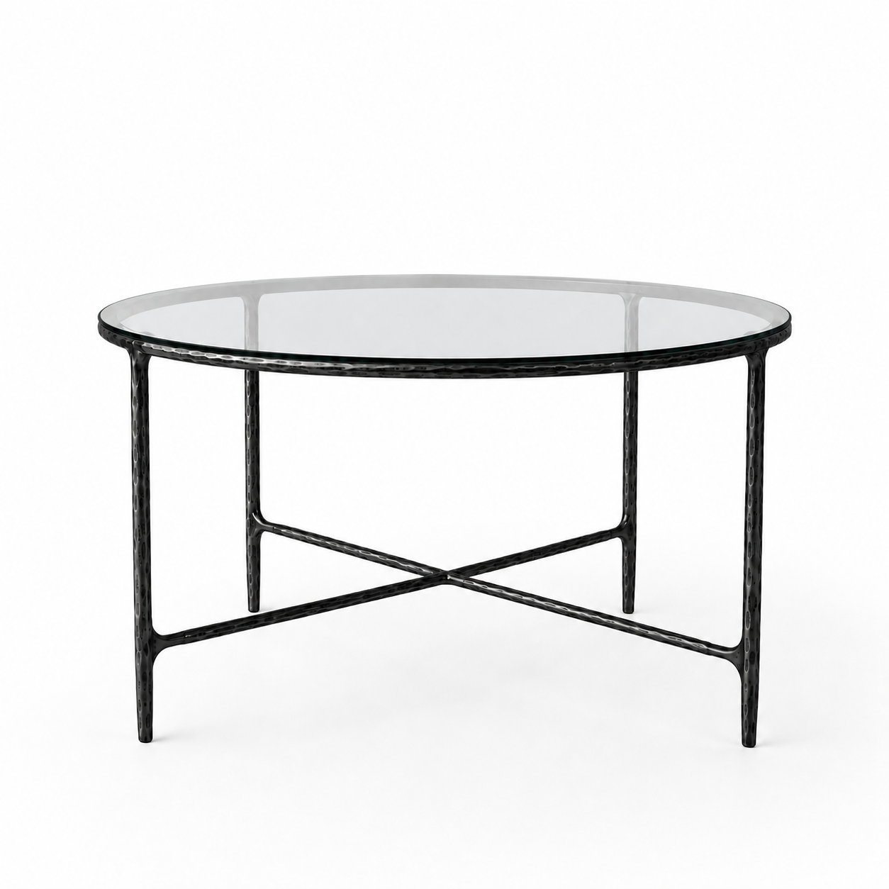 Hand-Forged Metal Glass Round Dining Table