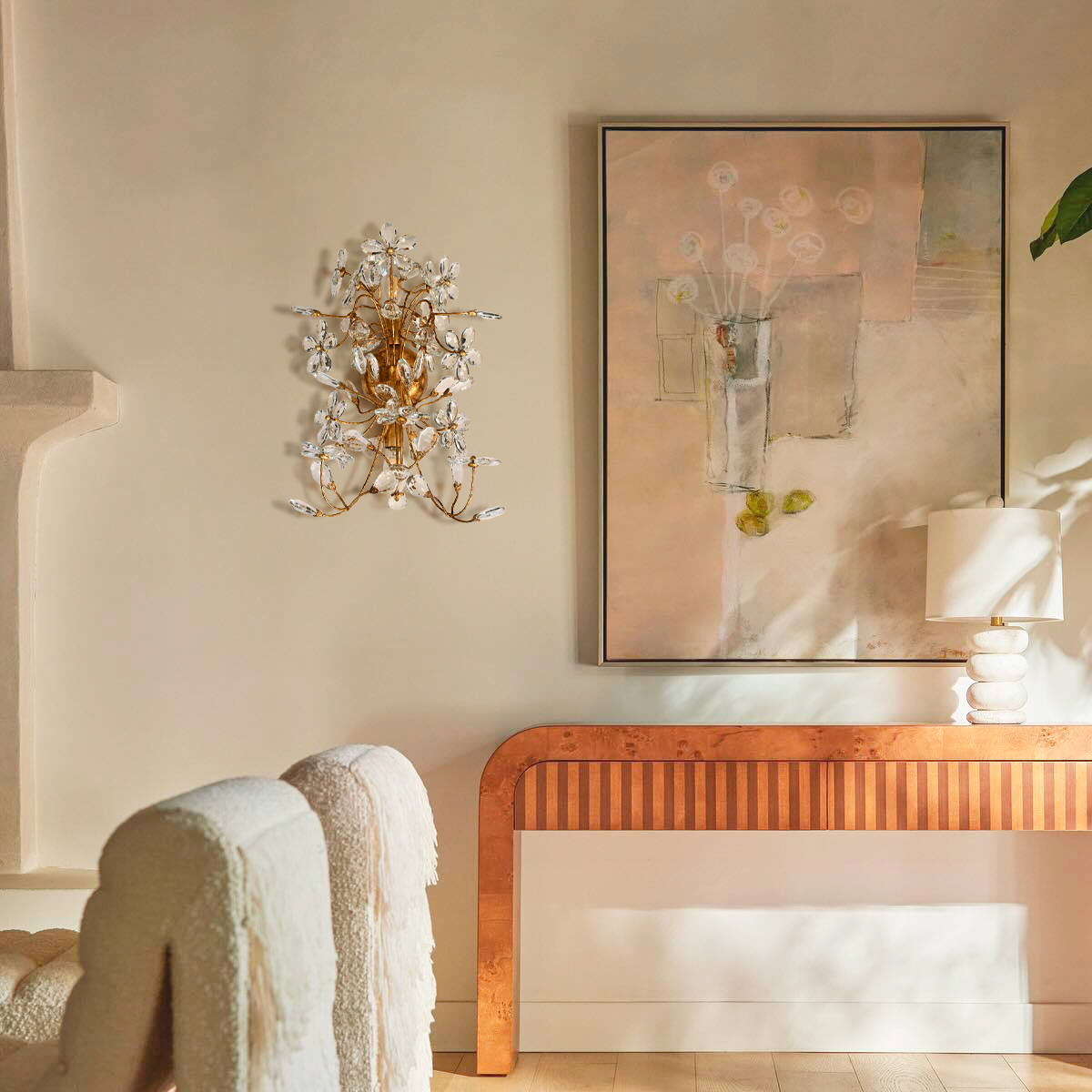 Fiore Crystal Flowers 2-Light Wall Sconce