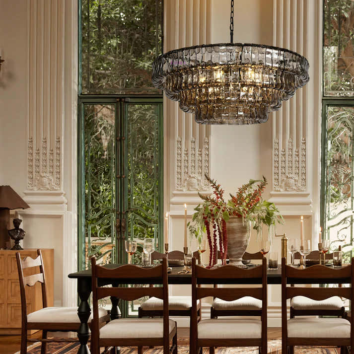 Amor 4-Tier Ghiaccio Glass Round Chandelier 36"