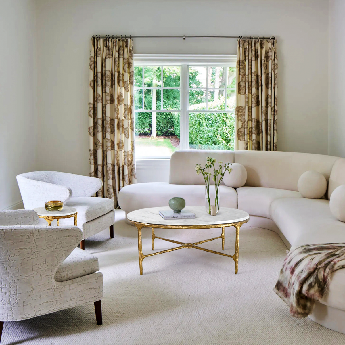 Hand-Forged Metal Marble Round Coffee Table 36" 55"