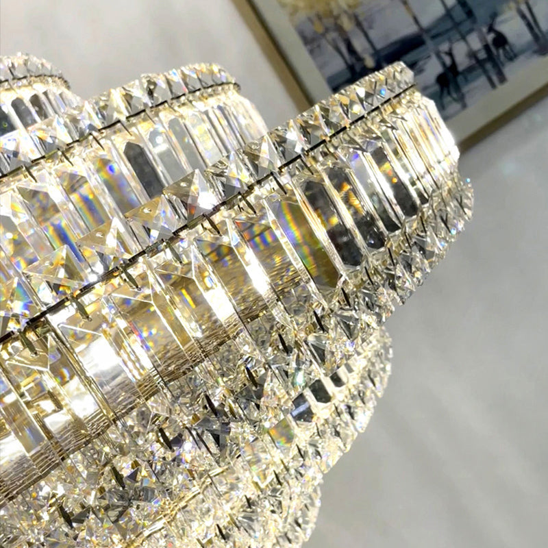 Luxury Cake Shape Living Room Crystal Chandelier