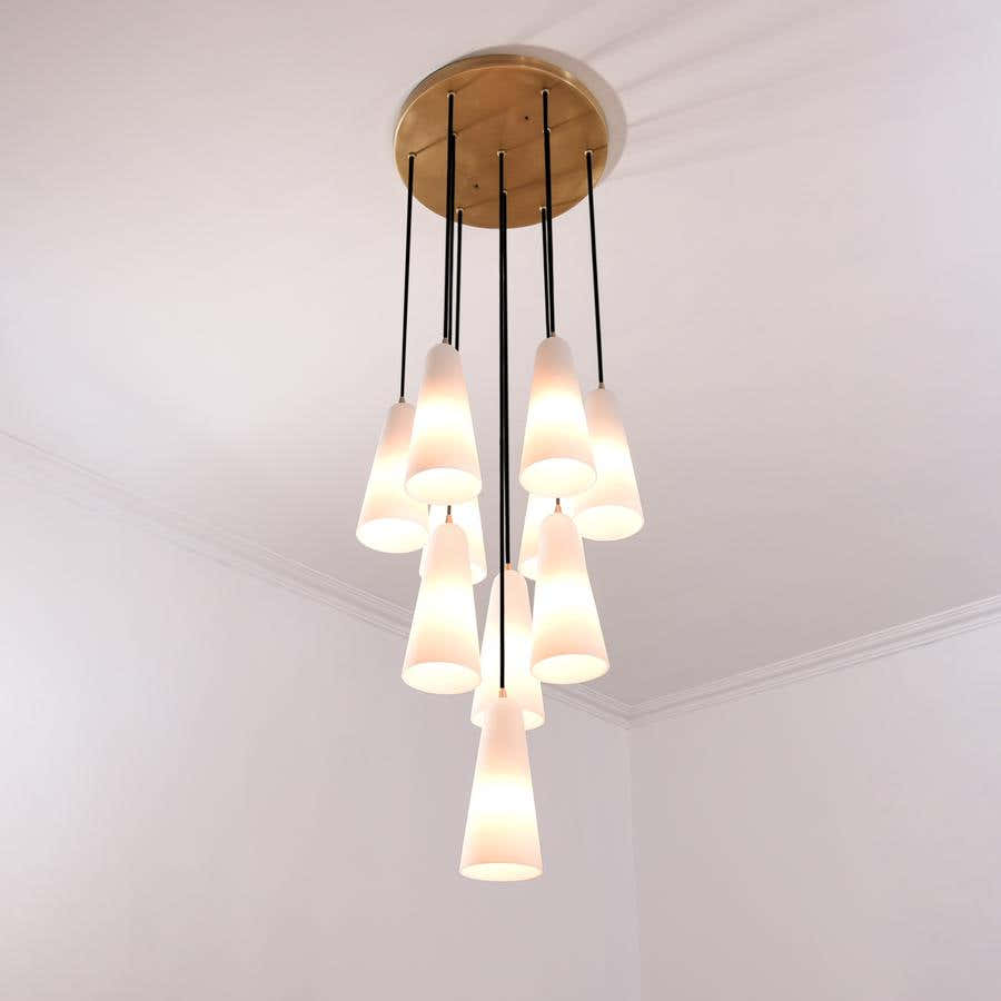 Sulis White Ceramics Round Chandelier 18"，10-lights