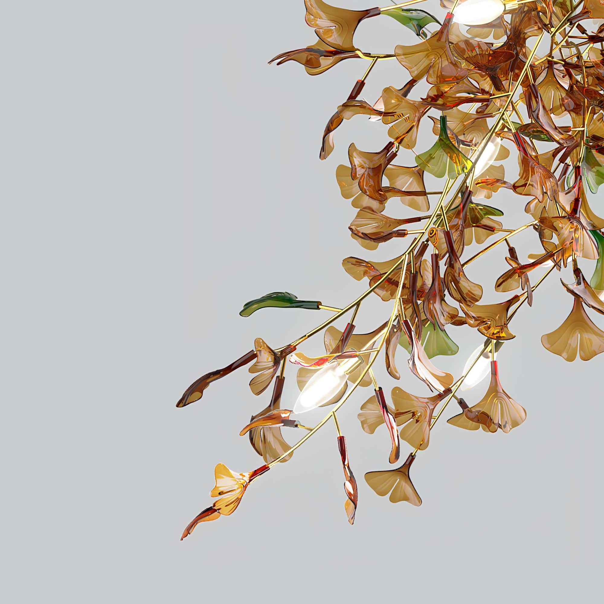 Green/Brown Ginkgo Leaf Restaurant chandelier