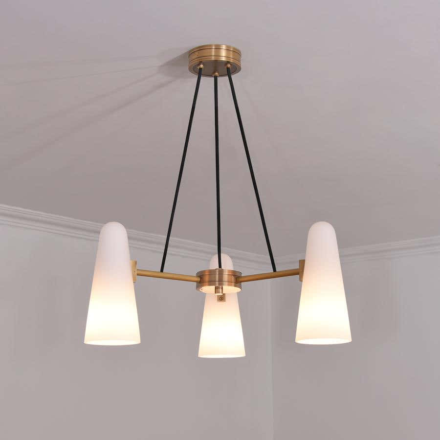 Sulis White Ceramics Round Chandelier 32", 3-lights