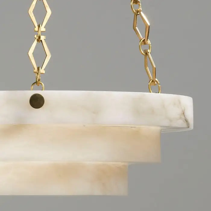 Art Deco Alabaster Chandelier - Brass Finish