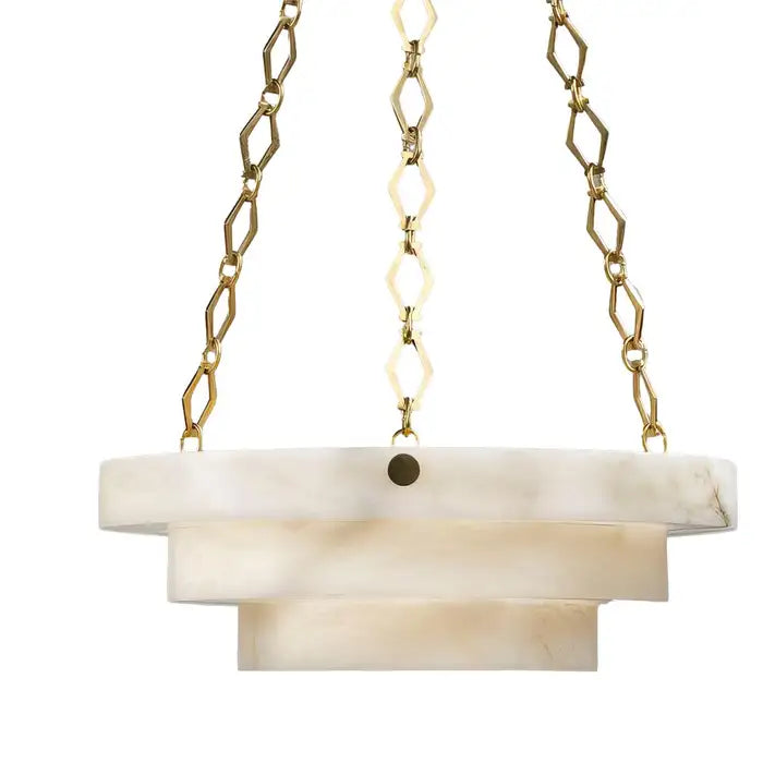 Art Deco Alabaster Chandelier - Brass Finish