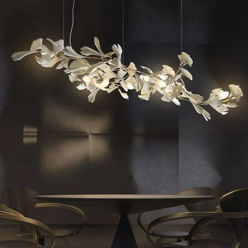 Simple Decoration Villa Hotel Living Room Ginkgo Brass Pendant Light Restaurant Lobby Bar Room Ginkgo Leaf Chandelier