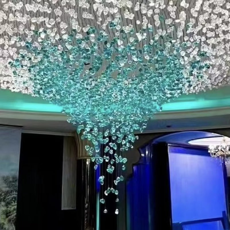 Customized Hotel Project Lobby Restaurant Turquoise Blue Glass Chandelier Pendant Light