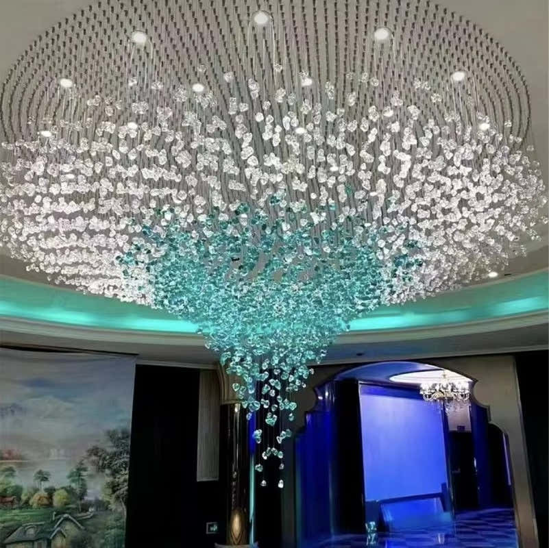 Customized Hotel Project Lobby Restaurant Turquoise Blue Glass Chandelier