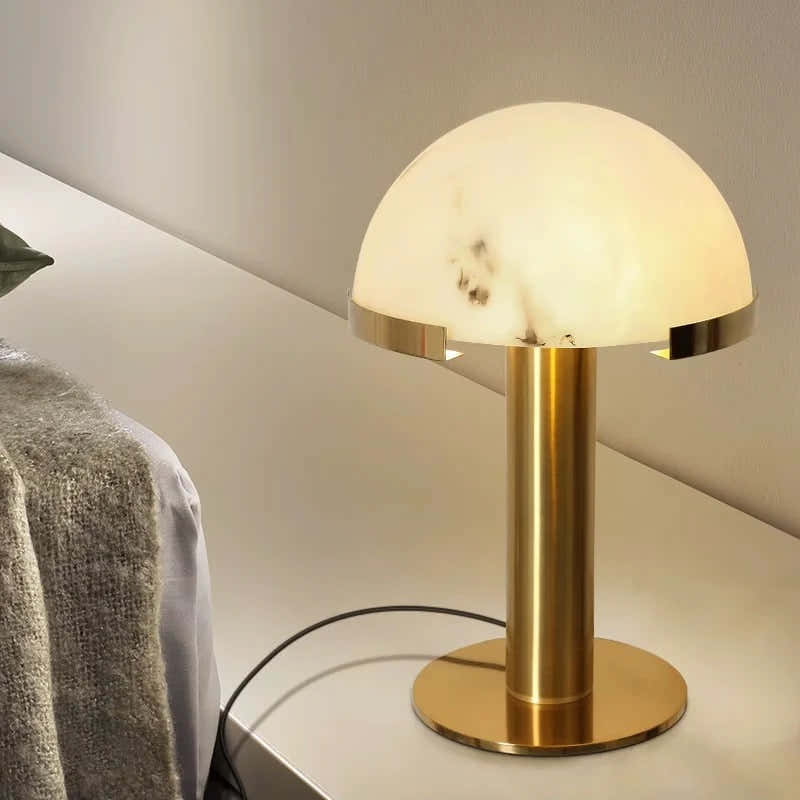 Copper And Alabaster Dome Table Lamp