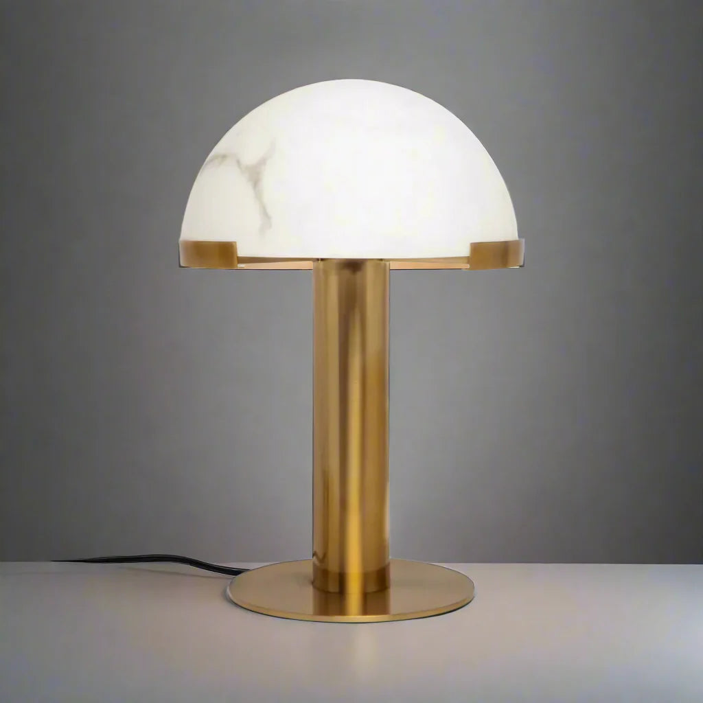 Copper And Alabaster Dome Table Lamp