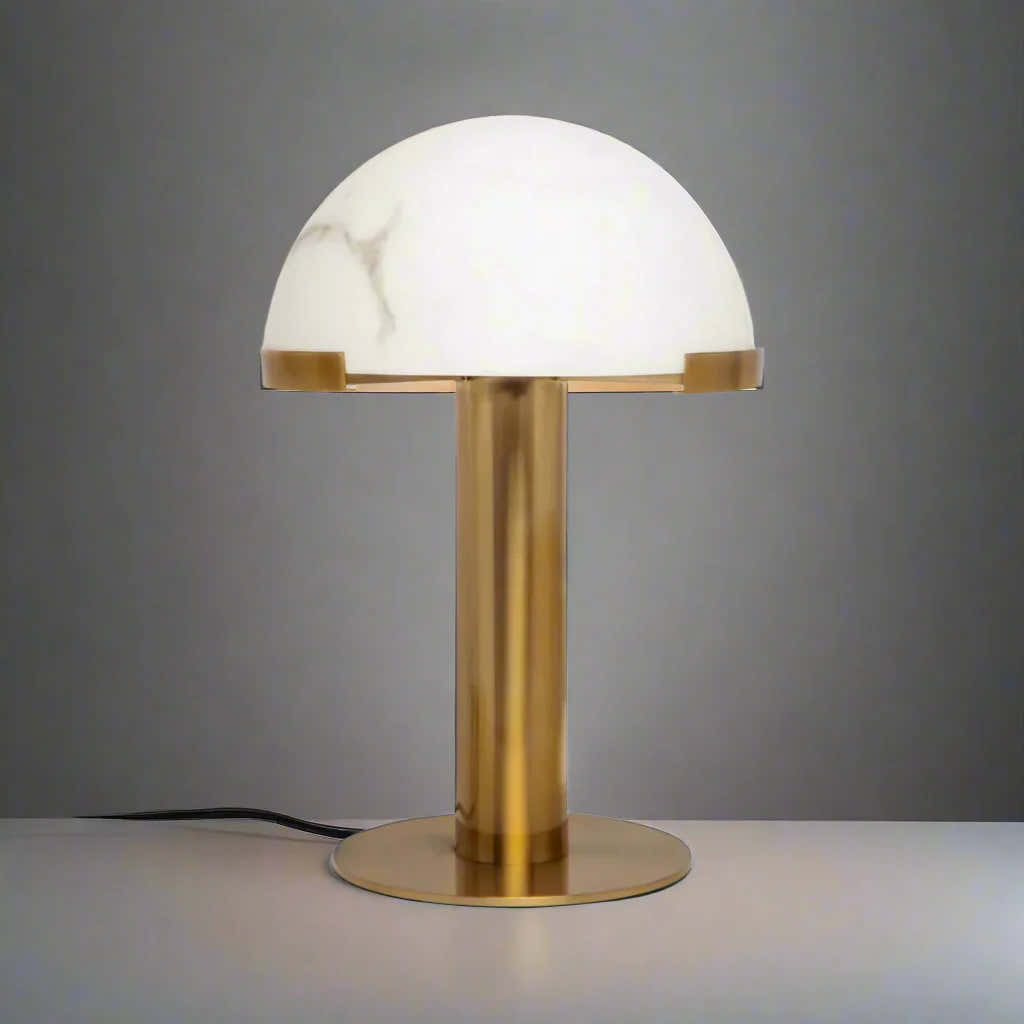 Copper And Alabaster Dome Table Lamp