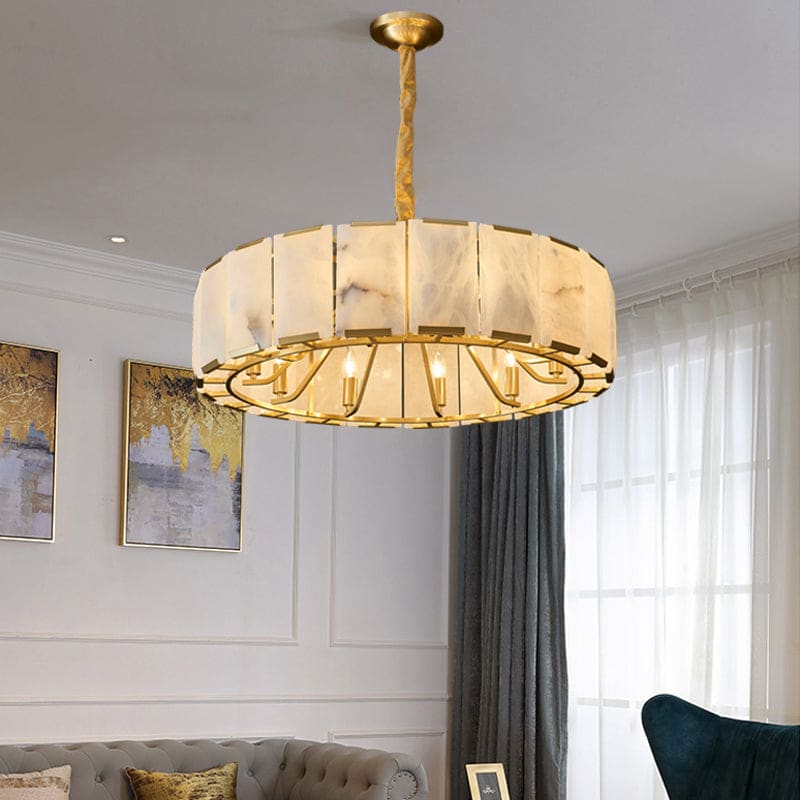 Round Alabaster Halo Chandelier