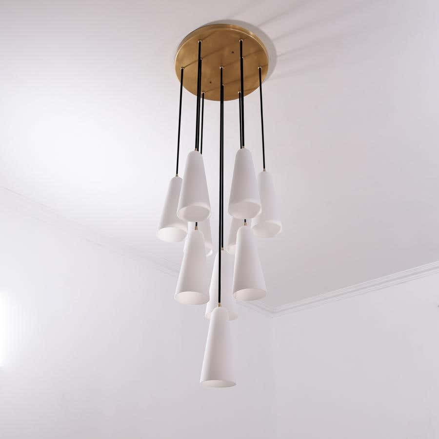 Sulis White Ceramics Round Chandelier 18"，10-lights